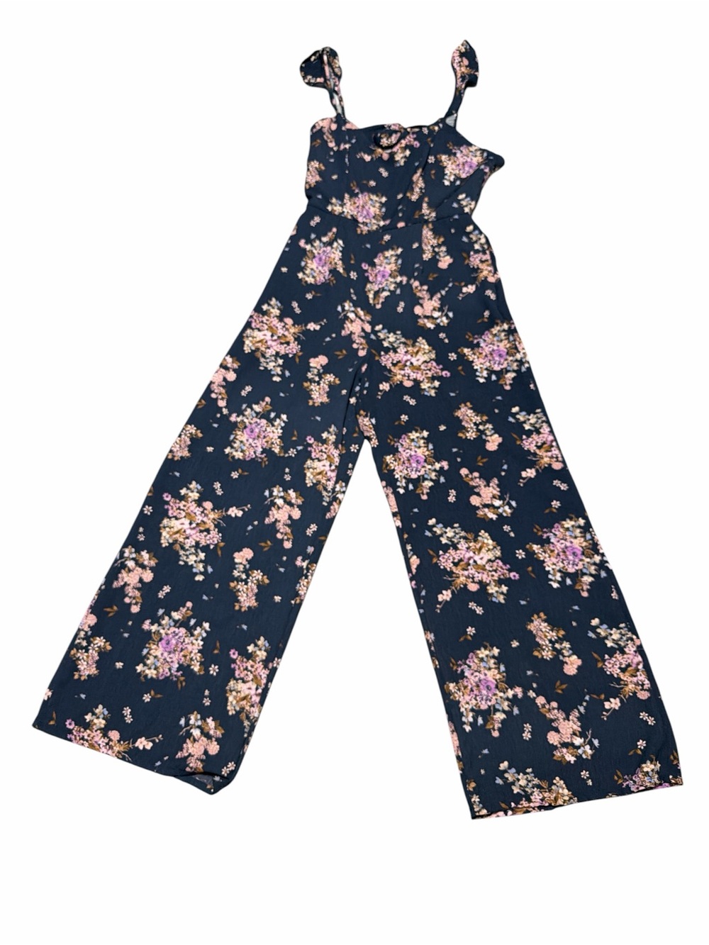 Gianni Bini Navy Floral Wide-Leg Jumpsuit